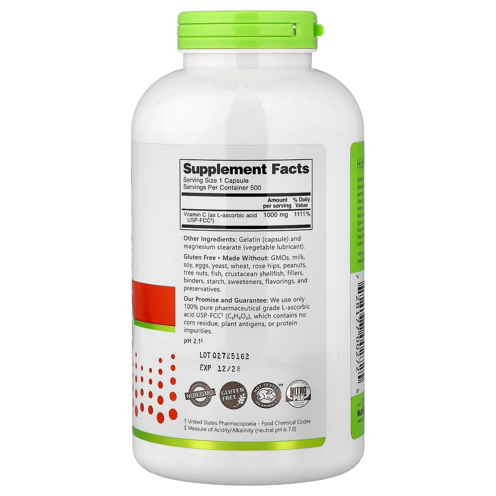 NutriBiotic, Витамин C, 1000 мг, 500 капсул