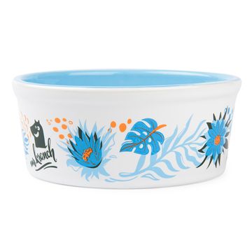 Миска Mr.Kranch для собак и кошек из фарфора Тропики 450мл голубая