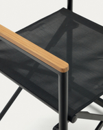 Llado Складной стул из черного алюминия с подлокотниками из массива тика