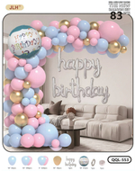 Шары воздушные в наборе 83 предмета (готовый комплект для фотозоны) HAPPY BIRTHDAY