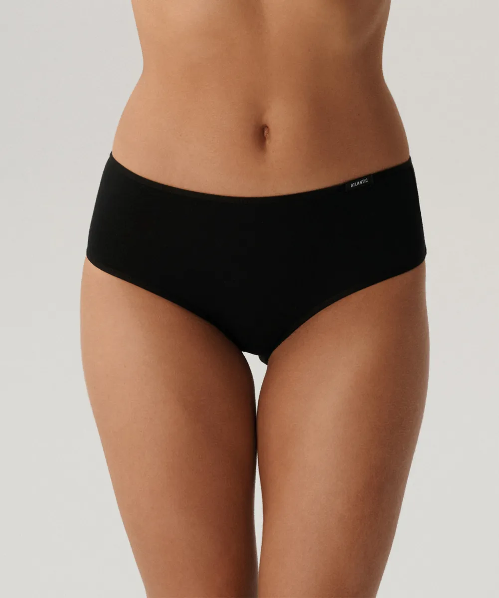 Женские трусы слипы классика Atlantic, набор 3 шт., хлопок, чёрные, Basic 3BLP-579