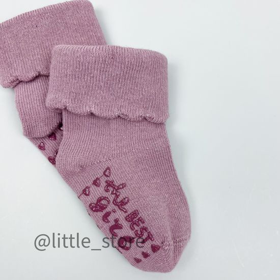 Носочки хлопковые для девочек Розовый/Ягода со стоперами