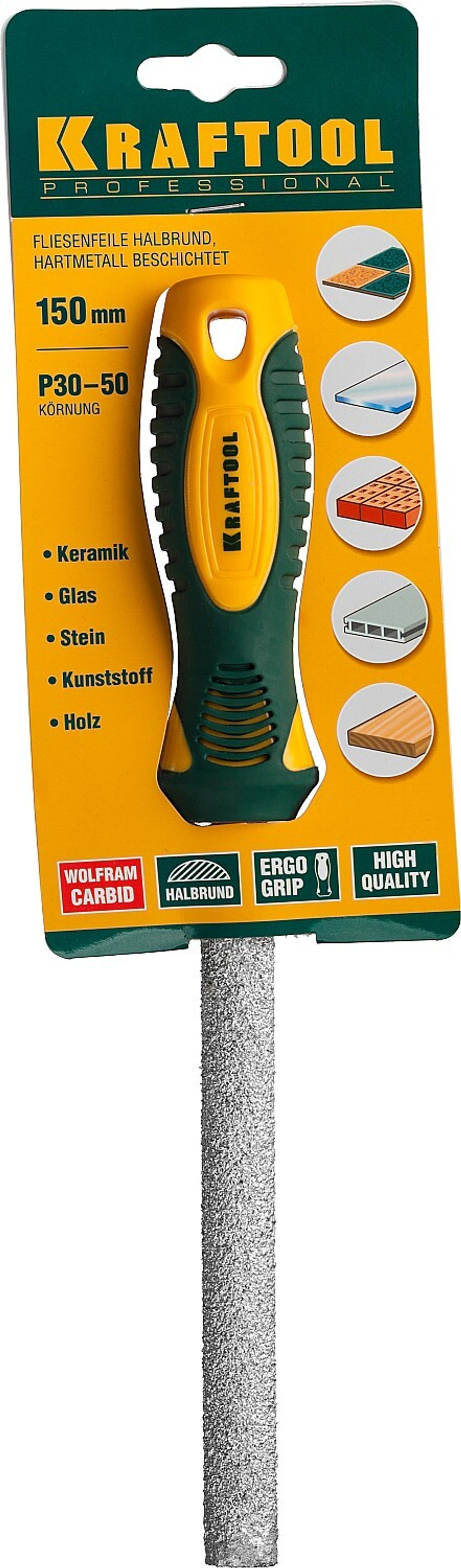 KRAFTOOL 150 мм, полукруглый напильник с карбидом вольфрама, Professional (16082-15)