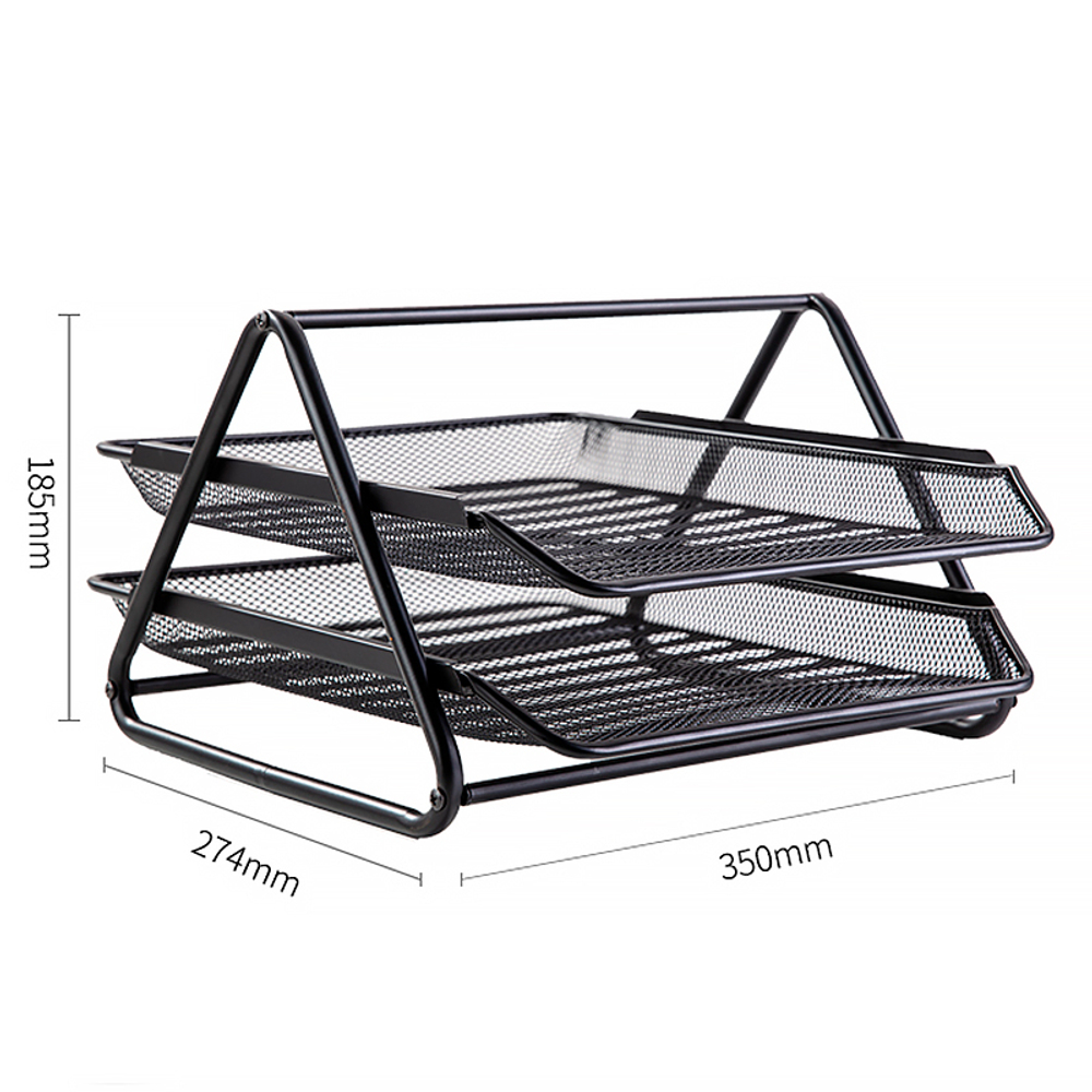 Лоток горизонтальный DELI на 2 отделения, металлический черный