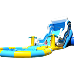 Надувной водный батут с бассейном «Пляжный оазис», 15*5.5*6.5 м