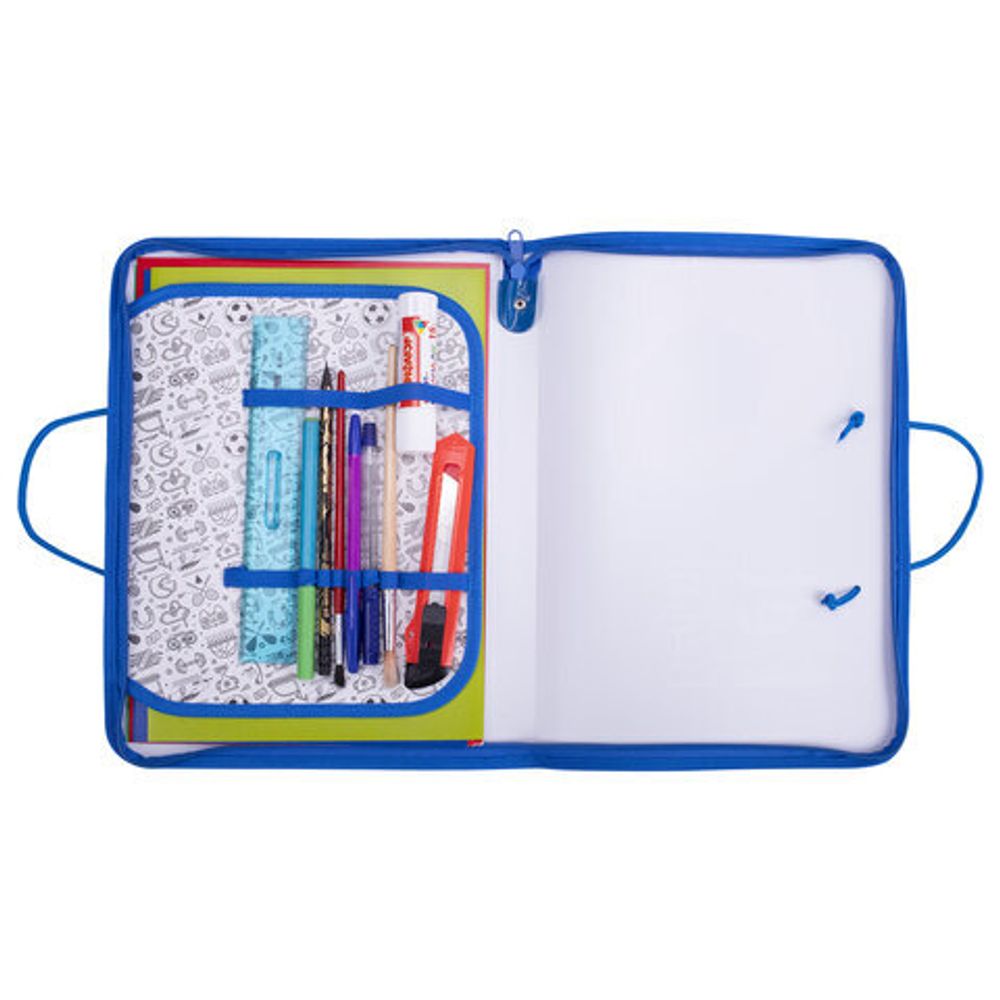 Папка для труда на молнии с ручками ПИФАГОР А4, пластик, откидная планка, органайзер, ручки-шнурок, "Game begin", 270879