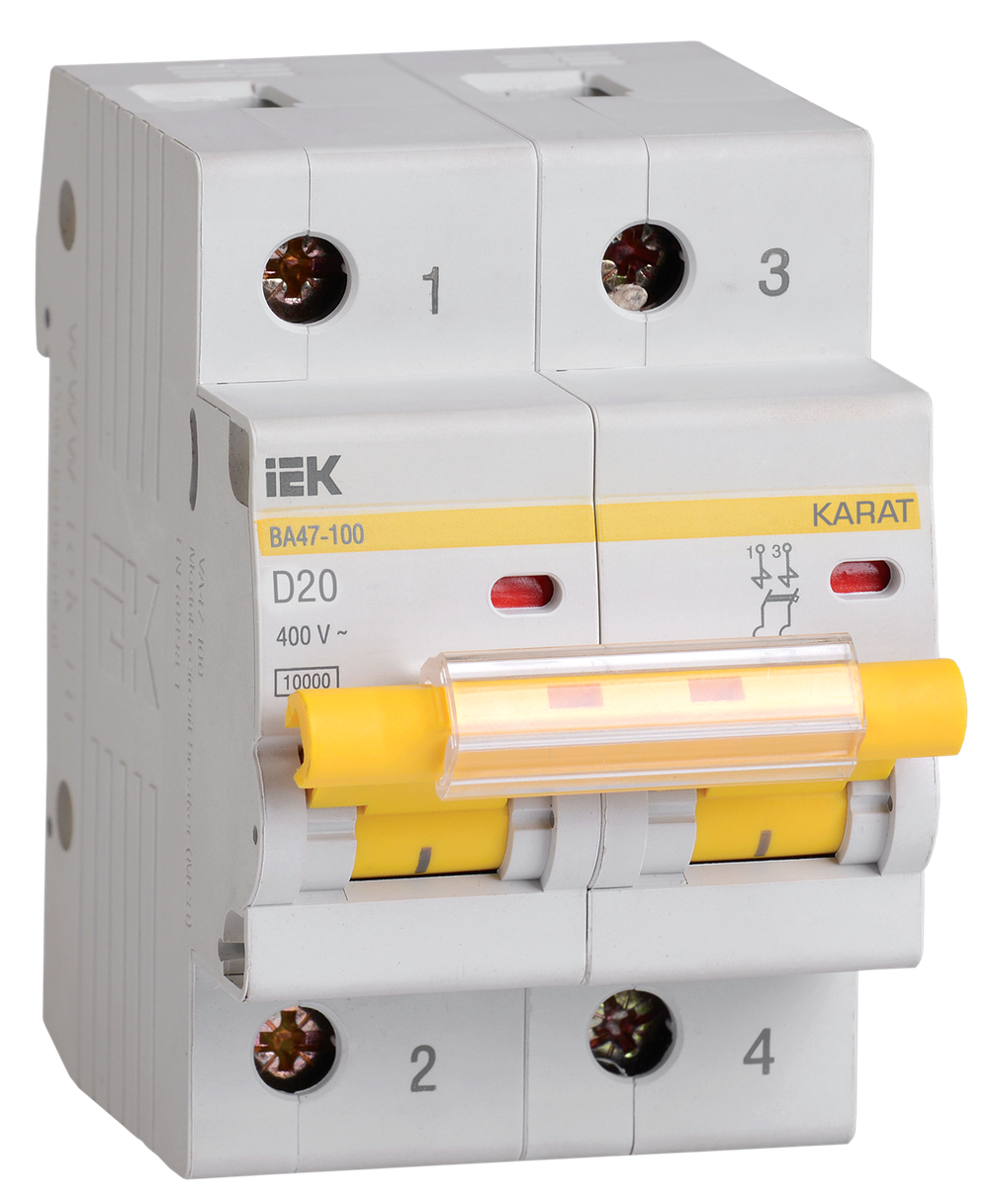 KARAT Автоматический выключатель ВА47-100 2P D 20А 10кА IEK