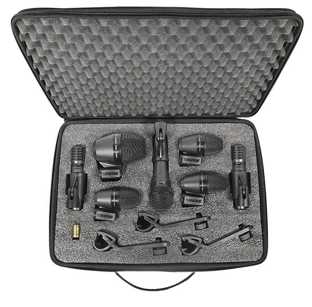 SHURE PGADRUMKIT7 набор микрофонов для ударных, включает в себя: PGA52 х 1, PGA56 х 3, PGA57 х 1, PGA81 х 2, держатели, кабели