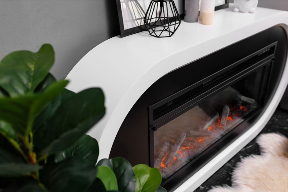 Каминокомплект Ellips - Белый с черным (ширина 1450 мм) с очагом Vision 42 LED