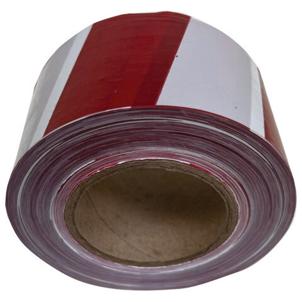 Лента оградительная сигнальная красно-белая 75 мм х 250 м, СТАНДАРТ, полиэтилен, ЛО 250/75