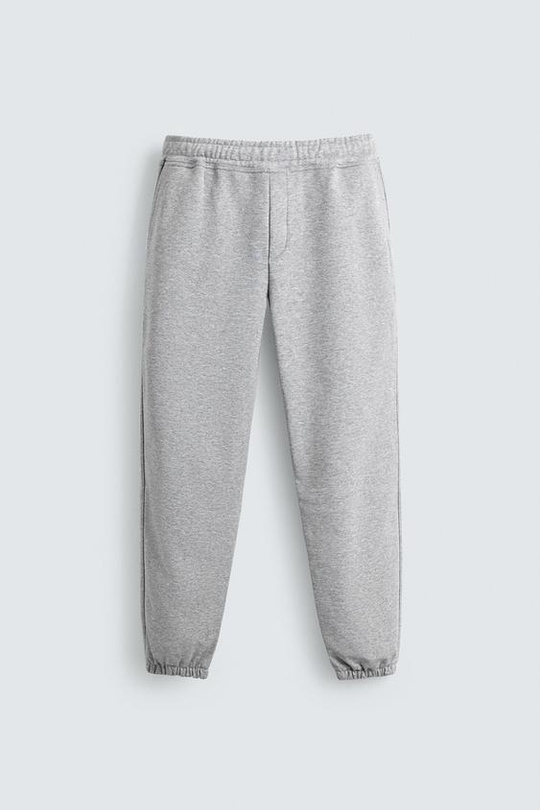 ZARA БАЗОВЫЕ БРЮКИ-ДЖОГГЕРЫ, СЕРЫЙ МЕЛАНЖ