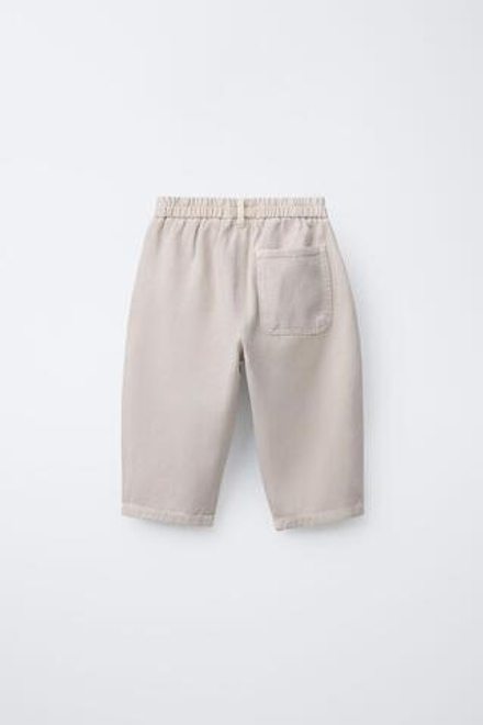 ZARA БРЮКИ BALLOON С ЗАЩИПАМИ, ЭКРЮ