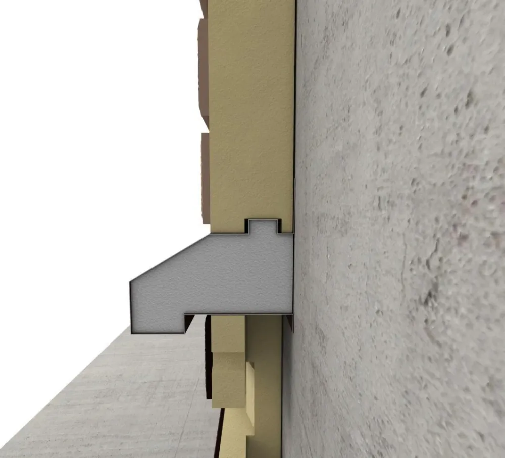 Внешний угол - Цокольный отлив для термопанелей, 500×115×500 мм, оцинкованная сталь