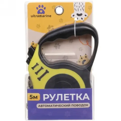 Поводок-рулетка «Дог» 5м до 15кг цвет желтый