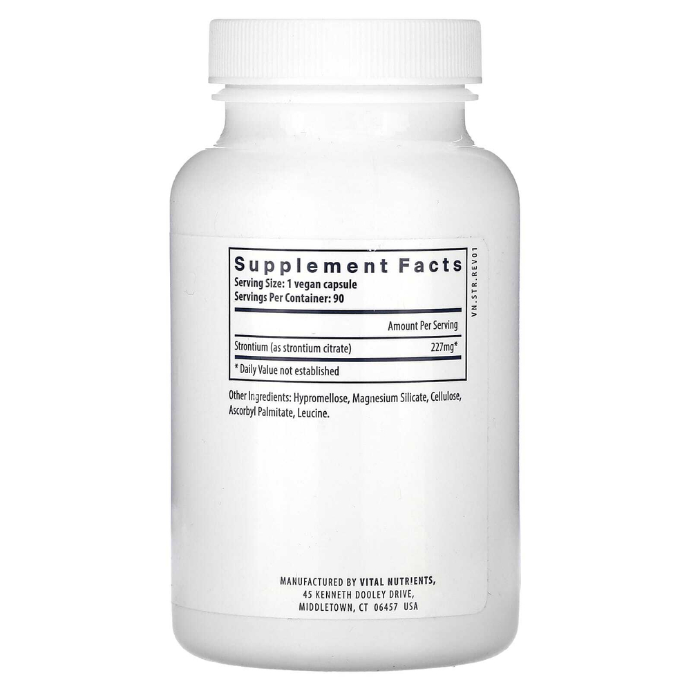Vital Nutrients, Цитрат стронция, 90 веганских капсул (227 мг на капсулу)