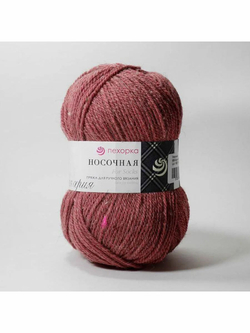Носочная пряжа Россия Пехорка 50%полутонк.шерсть 50%акрил 5х100г/200м (885-Брусничный меланж)