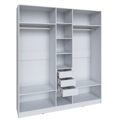 Шкаф Мадрид (2,0)  с 3 ящ. внутри с зеркалом белый/ателье светлое