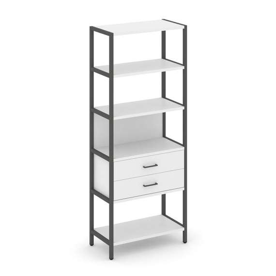 Shelf System Односекционный стеллаж пятиярусный с ящиками SN.STM-512 Белый/Металл Антрацит 810*400*1