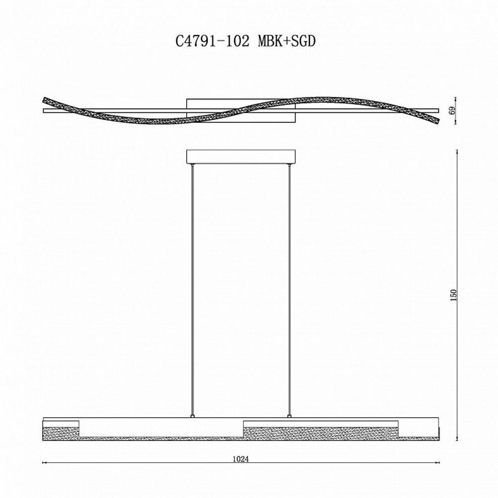 Подвесной светильник iLedex Scorpio C4791-102 MBK+SGD