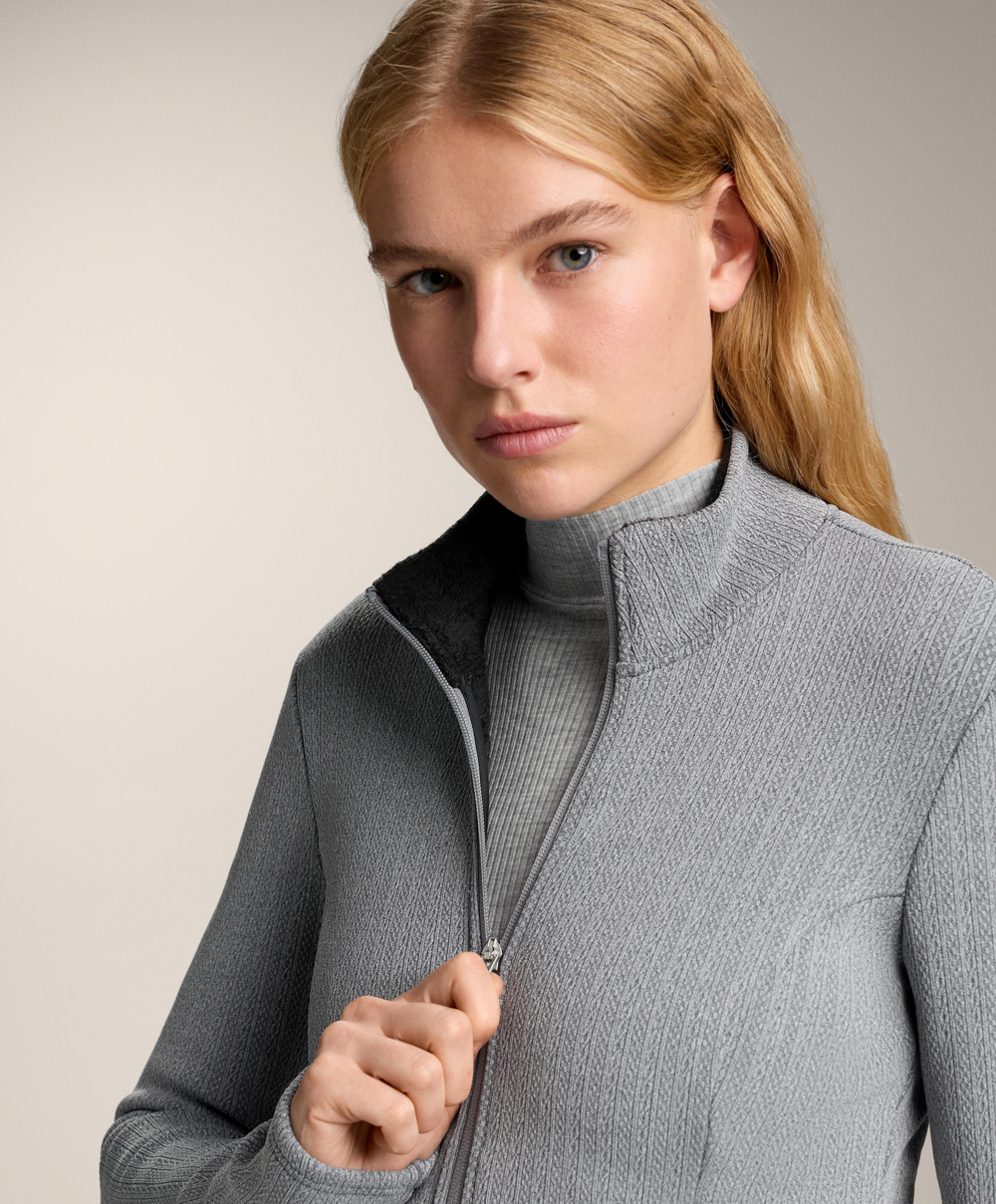 Oysho Теплая длинная техническая куртка, серый меланж