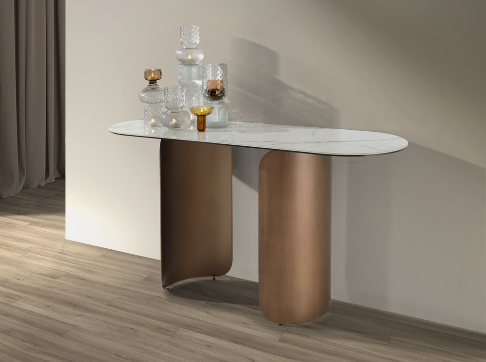 Консоль 3286 из керамики в мраморной отделке и стали бронзового цвета