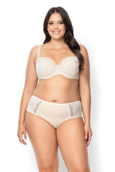 Трусики-слипы с широкими кружевными вставками (Размер: L) (Цвет: кремовый)