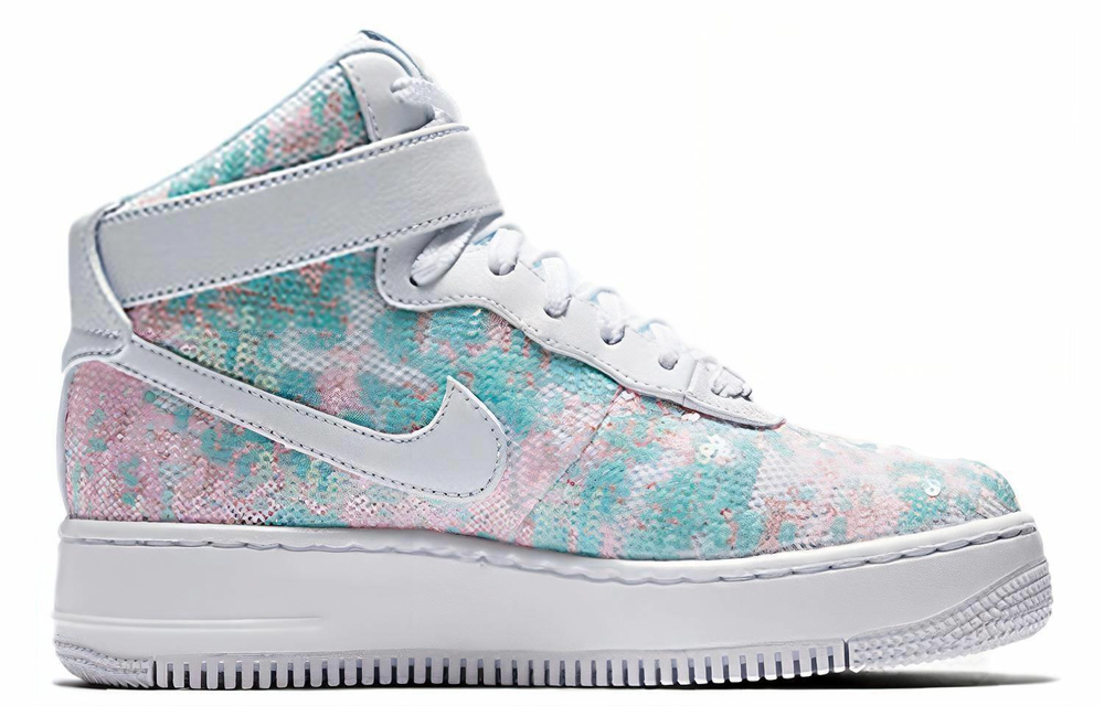 Кроссовки Nike Air Force 1 Upstep Lx "Sequin Fabric" (Женская размерная сетка)