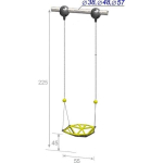Качели одиночные подвесные высотой 300 см, диаметр крепления на трубу 76 мм