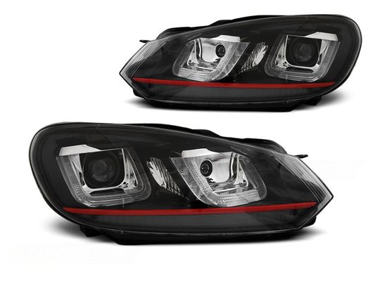 Передние фары для Volkswagen Golf VI (08-12) Black Red Line