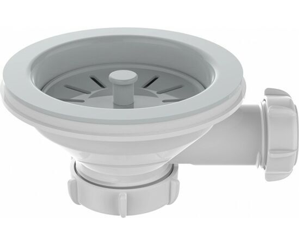 Выпуск Aquant 3 1/2"х40 для кухонной мойки с металлической декоративной решеткой, отводом под перелив