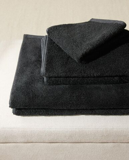 Zara Home - Махровое банное полотенце гладкое, черный, 90х150 см
