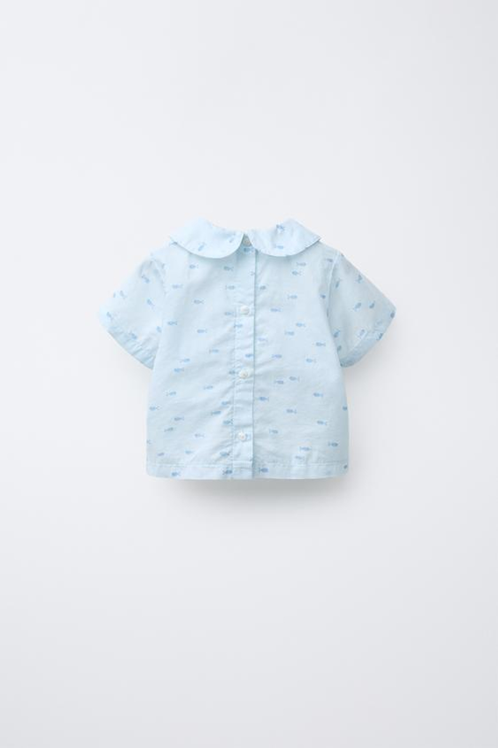 ZARA РУБАШКА С ПРИНТОМ «РЫБЫ», ГОЛУБОЙ