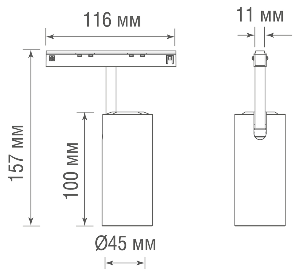 Led светильник Slim Line,   Alpha,  DC 48В 10Вт,  D45xL100 мм,  800Лм,  36°,  3000К,  недиммируемый,  IP20,  Ra&gt;90,  черный