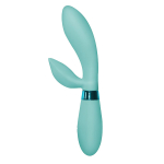 Мятный вибратор 20,5см с клиторальным отростком Indeep Leyla Turquoise