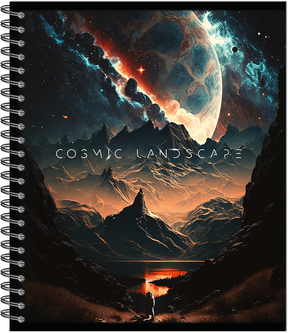 Тетрадь COSMIC LANDSCAPE 170х203, 96 л. гребень, , 4+0+выборочный УФ-лак, 4 диз