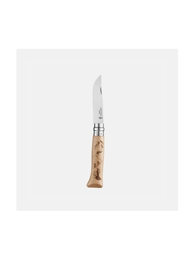 Нож Opinel №8 Alpine adventures, нержавеющая сталь, рукоять дуб, гравировка пеший туризм, 002186