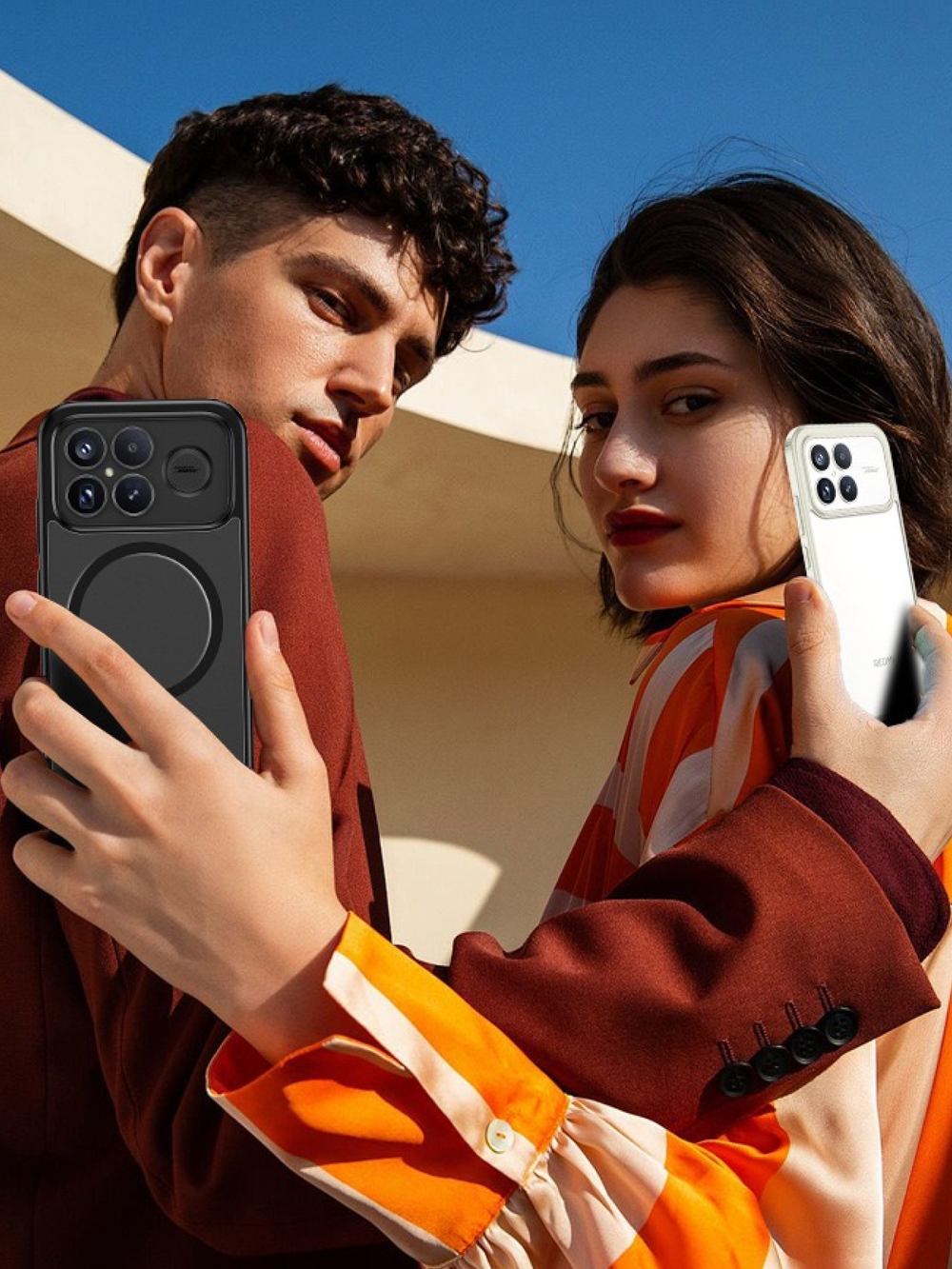 Чехол с Магсейф для Poco F8 Ultra прозрачный матовый с черным бортом WLONS