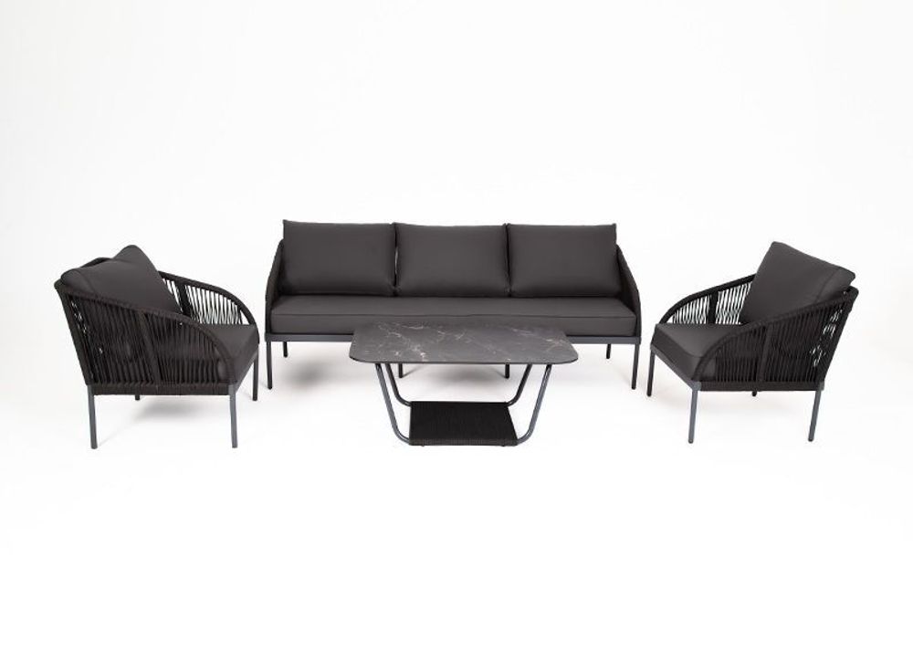 "Канны" лаунж-зона 5-местная плетеная из роупа (веревки), цвет темно-серый