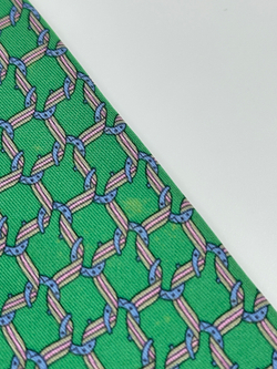 Галстук зелёный с подковами Hermes