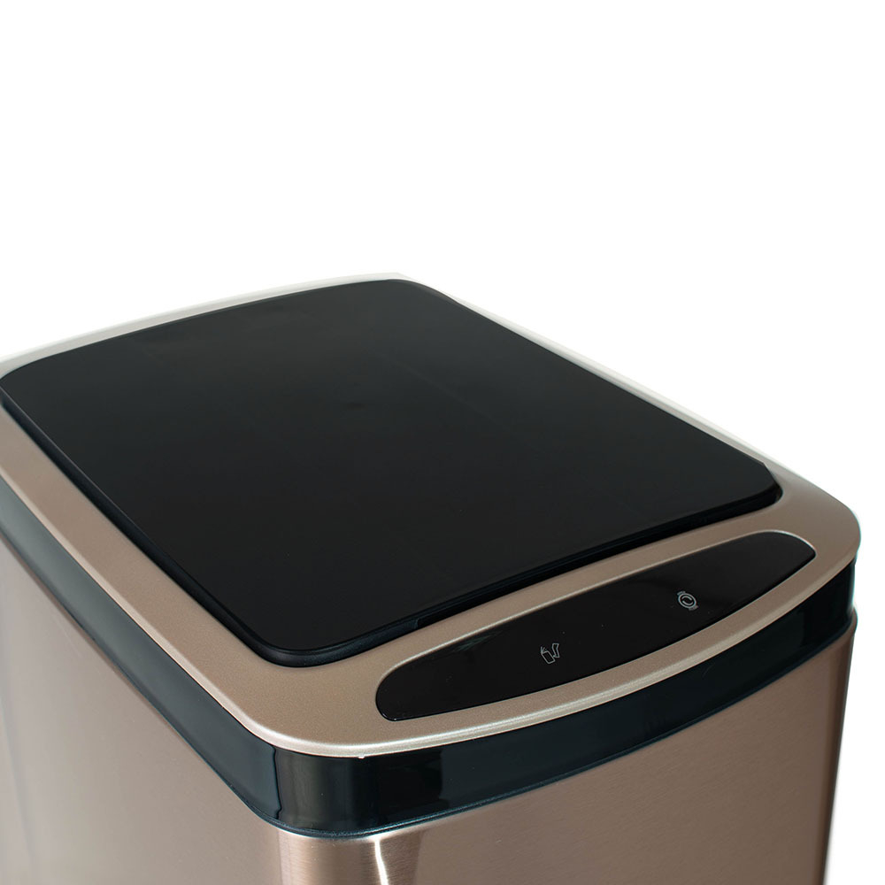 Ведро для мусора сенсорное, прямоугольное, узкое, внутр ведро, Foodatlas JAH-5311, 20 л (золотой)