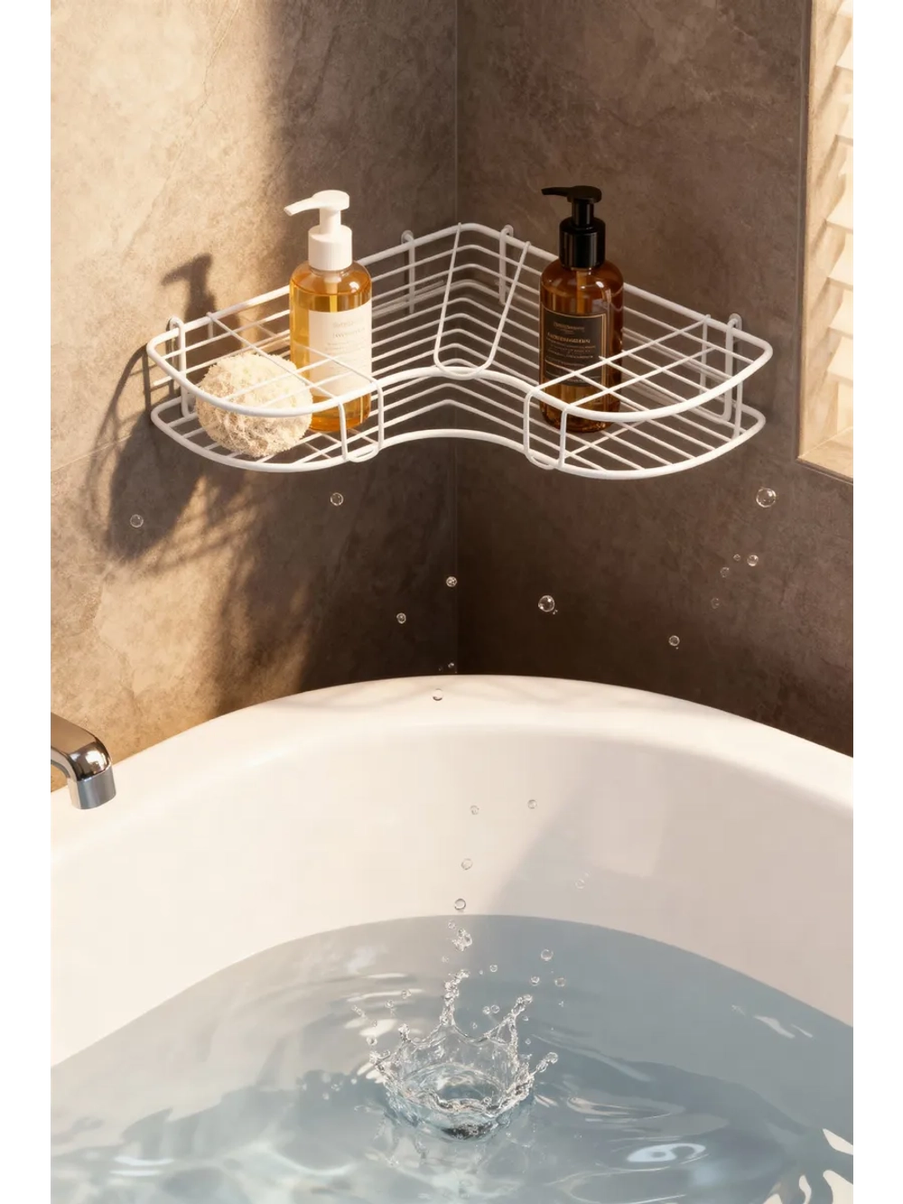 полка в ванную без сверления угловая