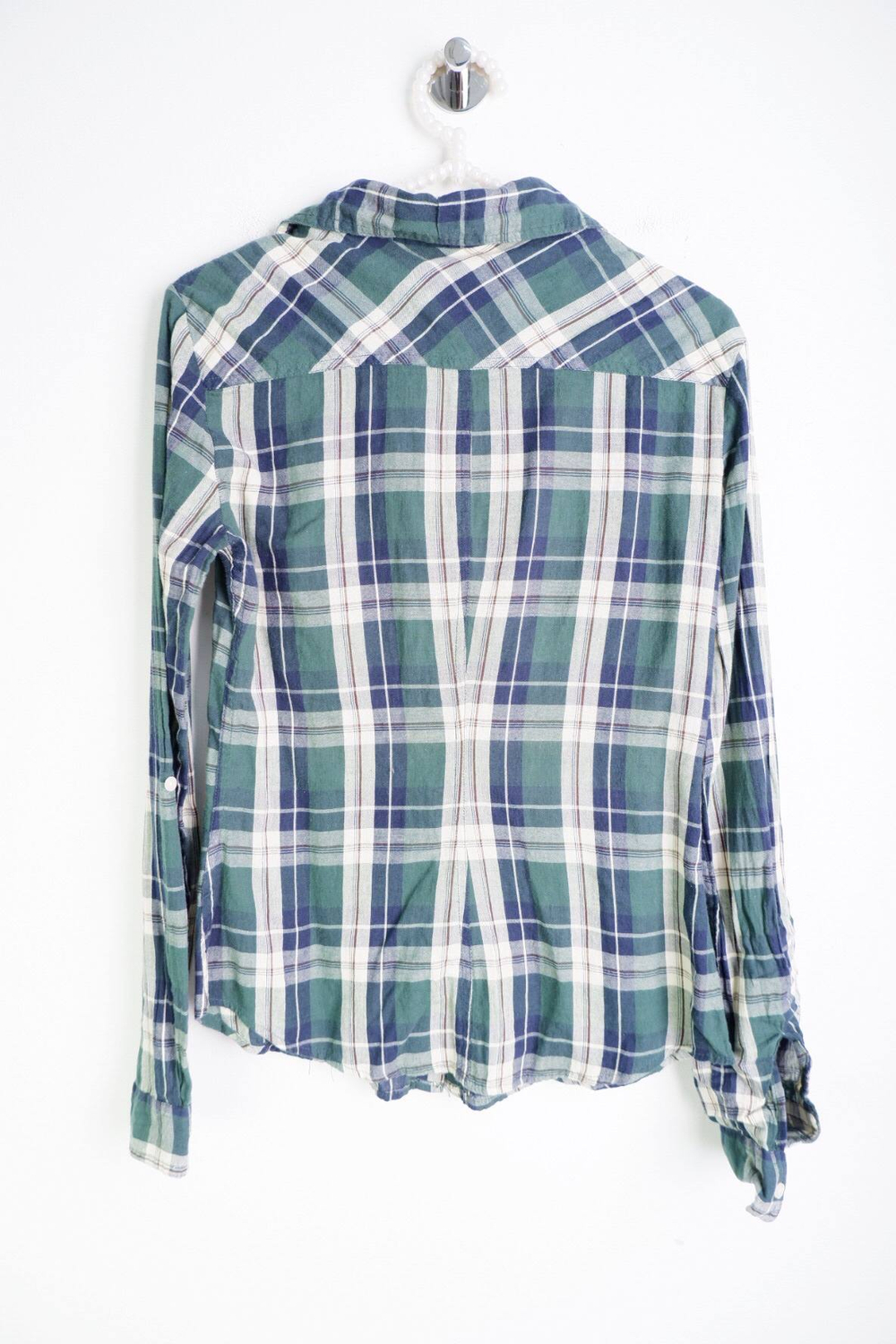 Рубашка в модную клетку, визуально на 40 размер