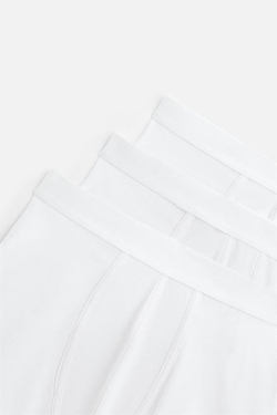 ZARA НАБОР ИЗ ТРЕХ БАЗОВЫХ ТРУСОВ-БОКСЕРОВ, БЕЛЫЙ