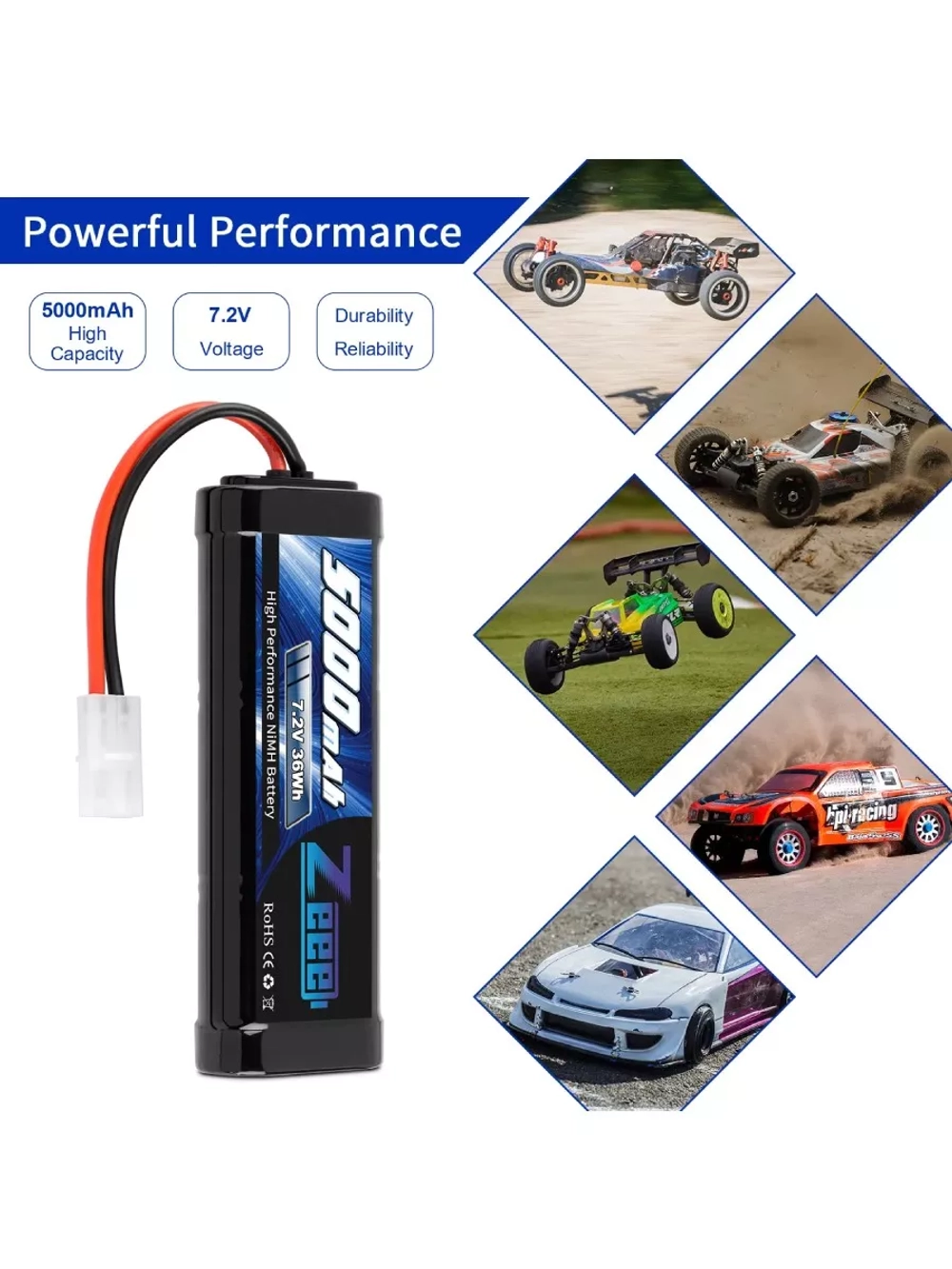 Аккумулятор для радиоуправляемой машинки Ni-Mh 7.2V 5000mAh