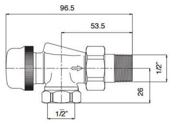 Клапан термостатический Valtec 1/2" угловой с осевым управлением арт. VT.179.N.04 для радиаторов