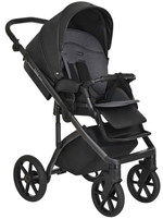 Детская коляска Roan Bass Next Кожа 3 в 1 с автокреслом Tutis Elo Lux EduSky Black RN088/1 Black/Black