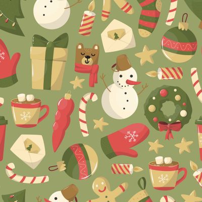 Новогодний паттерн с декоративными элементами