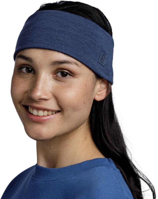 Шерстяная повязка на голову Buff Merino Wide Headband Solid Night Blue Фото 1