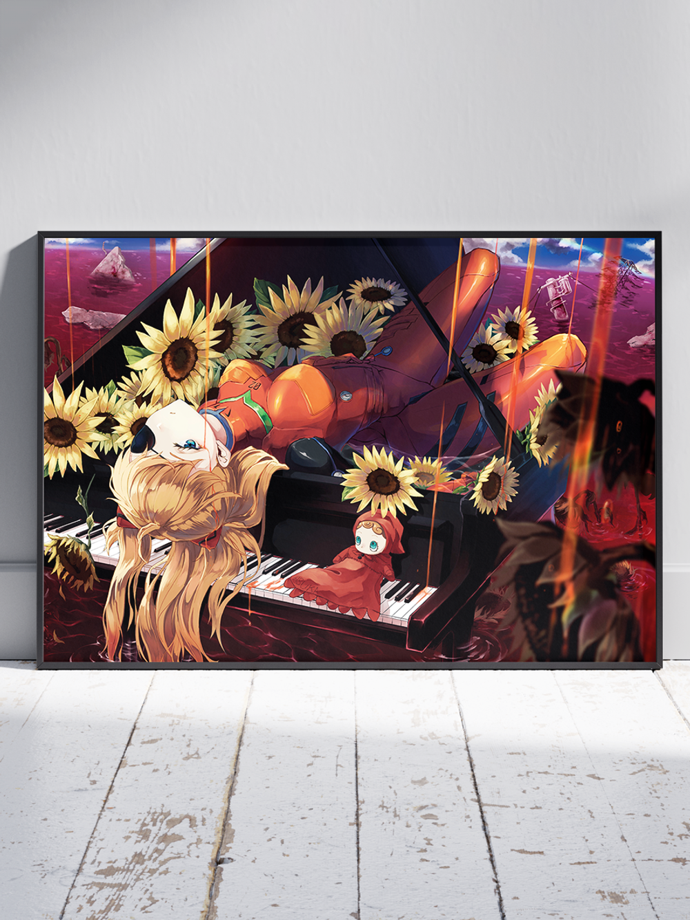 Постер плакат Аска Лежит На Рояле Evangelion Евангелион