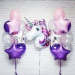 Шар (46"/117 см) Фигура, Голова Единорога, Фиолетовый